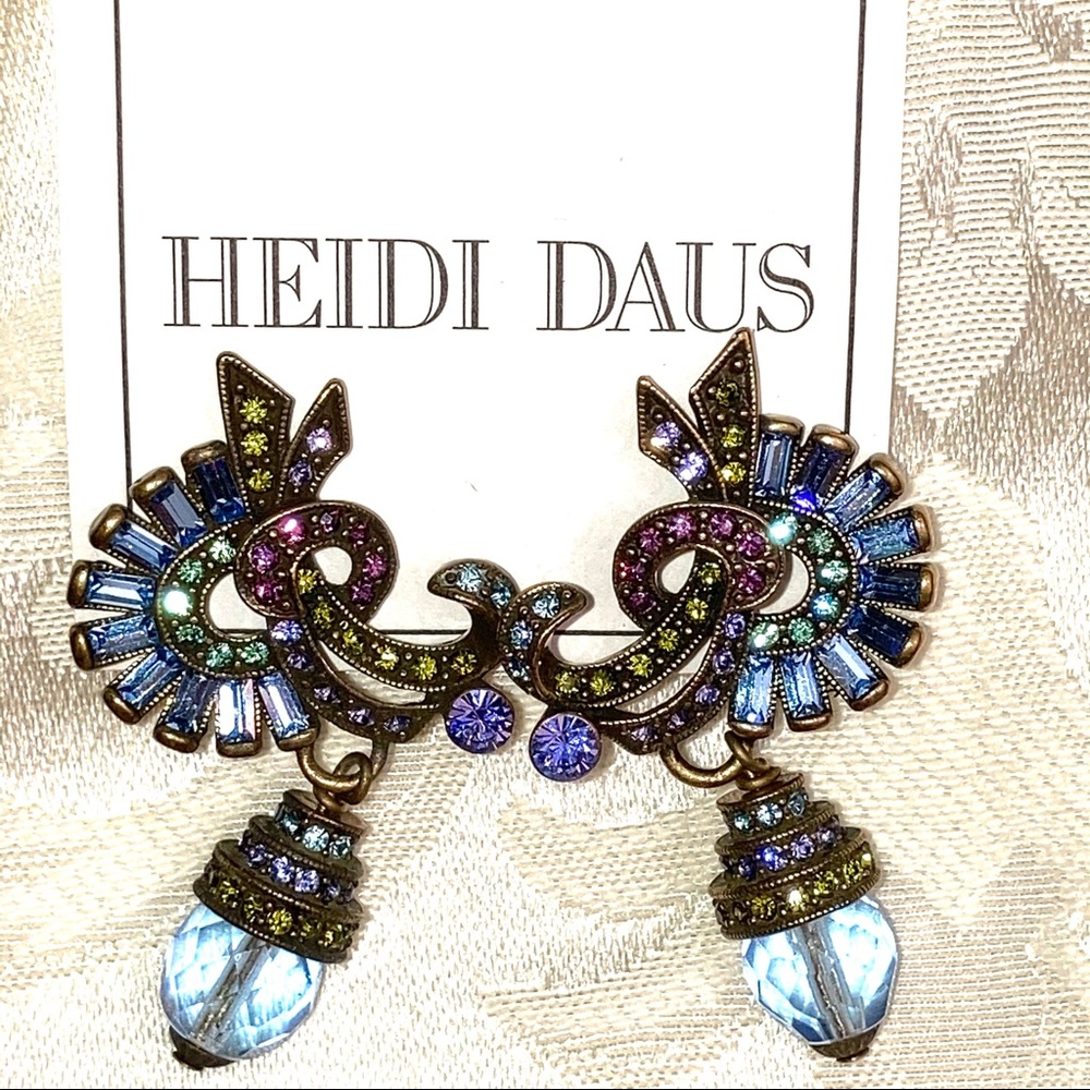 VINTAGE HEIDI DAUS ART DECO SWAROVSKI EARRINGS